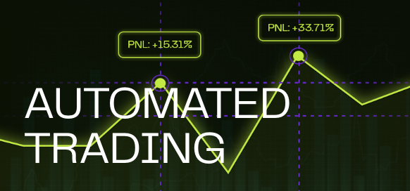 Automated trading interface showing PNL performance with +15.31% and +33.71% returns
